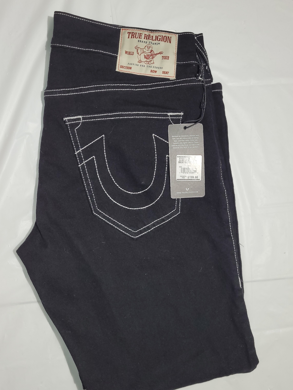 True Religion Men's Black Jeans with Signature Back Pocket Stitching NWT